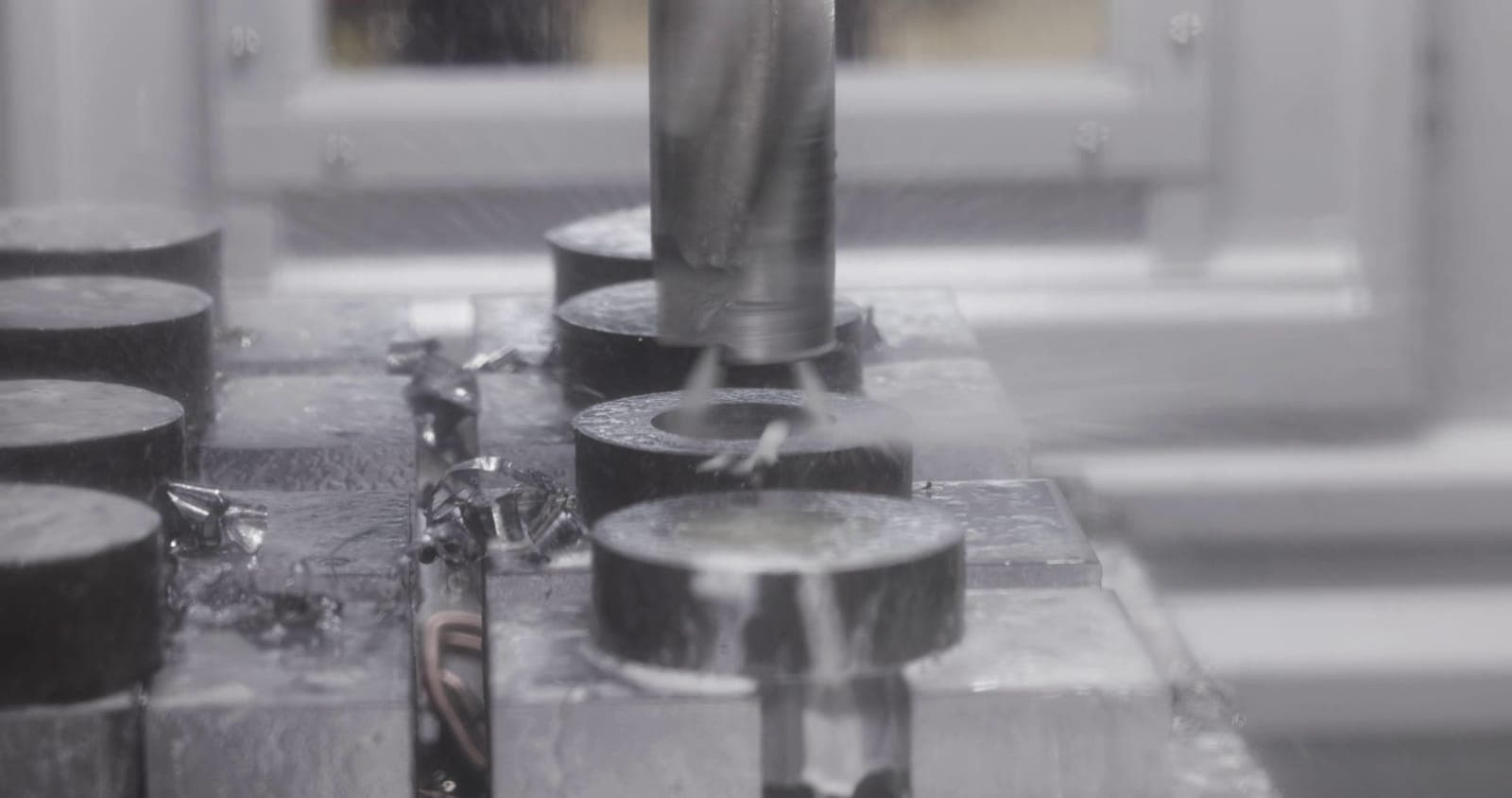 CNC milling machine cutting metal
